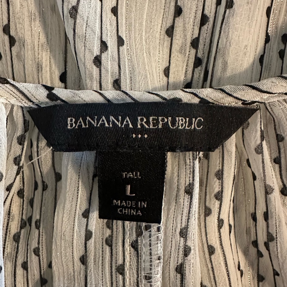 Banana Republic White Black Dot Sheer Chiffon Boho Midi Dress - Picture 13 of 14